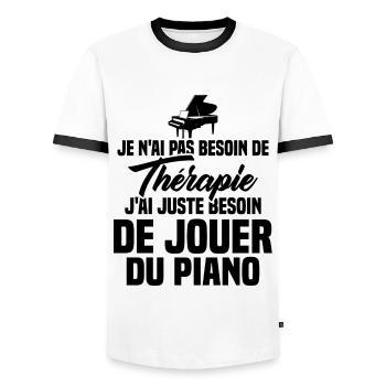 J'ai Juste Besoin De Jouer Du Piano Humour Cadeau - T-shirt contrasté Homme - blanc/noir - Devant - AI Model Female 172 light (172cm) & AI Model Male 178 dark (178cm)