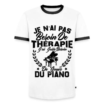 J'ai Juste Besoin De Jouer Du Piano Humour Cadeau - T-shirt contrasté Homme - blanc/noir - Devant - AI Model Female 172 light (172cm) & AI Model Male 178 dark (178cm)