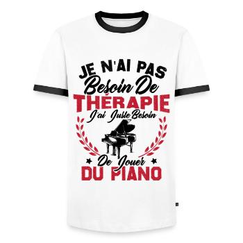 J'ai Juste Besoin De Jouer Du Piano Humour Cadeau - T-shirt contrasté Homme - blanc/noir - Devant - AI Model Female 172 light (172cm) & AI Model Male 178 dark (178cm)