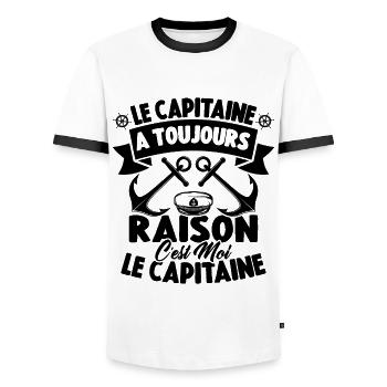 Le Capitaine A Toujours Raison C'est Moi Capitaine - T-shirt contrasté Homme - blanc/noir - Devant - AI Model Female 172 light (172cm) & AI Model Male 178 dark (178cm)