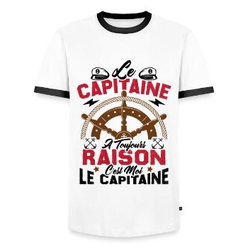 Le Capitaine A Toujours Raison C'est Moi Capitaine - T-shirt contrasté Homme - blanc/noir - Devant - AI Model Female 172 light (172cm) & AI Model Male 178 dark (178cm)