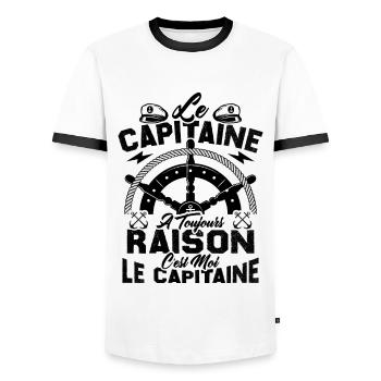 Le Capitaine A Toujours Raison C'est Moi Capitaine - T-shirt contrasté Homme - blanc/noir - Devant - AI Model Female 172 light (172cm) & AI Model Male 178 dark (178cm)