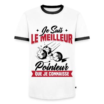 Je Suis Le Meilleur Pointeur Que Je Connaisse - T-shirt contrasté Homme - blanc/noir - Devant - AI Model Female 172 light (172cm) & AI Model Male 178 dark (178cm)