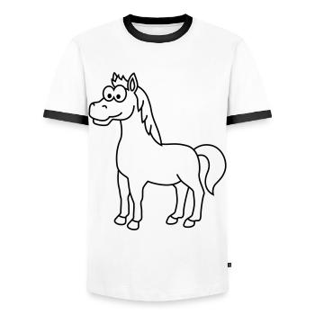 Horse Comic Animal - Men's Ringer Shirt - white/black - Front - AI Model Female 172 light (172cm) & AI Model Male 178 dark (178cm)