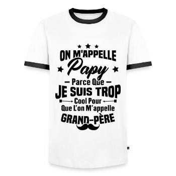 On m'appelle Papy parce que je suis trop cool - T-shirt contrasté Homme - blanc/noir - Devant - AI Model Female 172 light (172cm) & AI Model Male 178 dark (178cm)