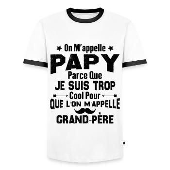 On m'appelle Papy parce que je suis trop cool - T-shirt contrasté Homme - blanc/noir - Devant - AI Model Female 172 light (172cm) & AI Model Male 178 dark (178cm)