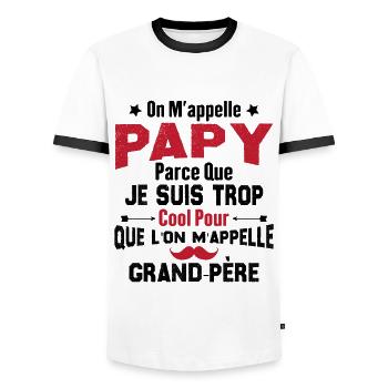 On m'appelle Papy parce que je suis trop cool - T-shirt contrasté Homme - blanc/noir - Devant - AI Model Female 172 light (172cm) & AI Model Male 178 dark (178cm)