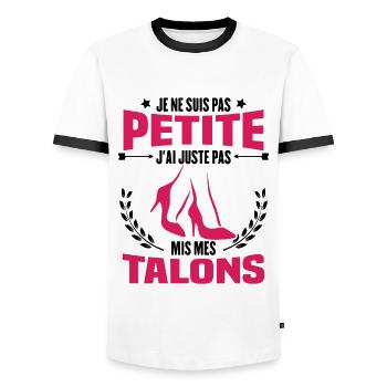Je ne suis pas petite, Cadeau humour femme - T-shirt contrasté Homme - blanc/noir - Devant - AI Model Female 172 light (172cm) & AI Model Male 178 dark (178cm)