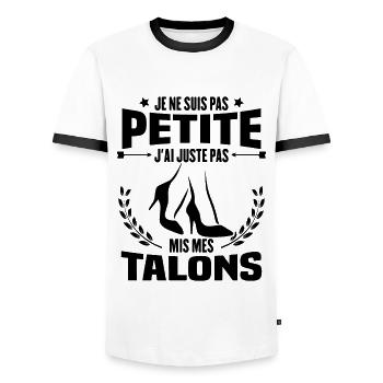Je ne suis pas petite, Cadeau humour femme - T-shirt contrasté Homme - blanc/noir - Devant - AI Model Female 172 light (172cm) & AI Model Male 178 dark (178cm)
