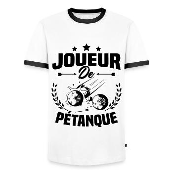 Joueur De Pétanque, Humour Cadeau Pétanque - T-shirt contrasté Homme - blanc/noir - Devant - AI Model Female 172 light (172cm) & AI Model Male 178 dark (178cm)