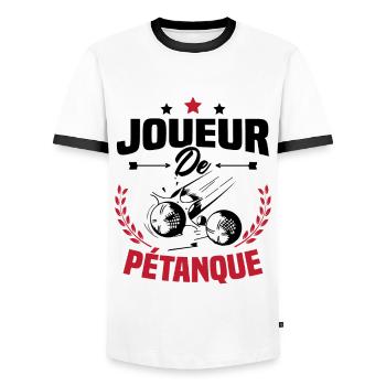Joueur De Pétanque, Humour Cadeau Pétanque - T-shirt contrasté Homme - blanc/noir - Devant - AI Model Female 172 light (172cm) & AI Model Male 178 dark (178cm)