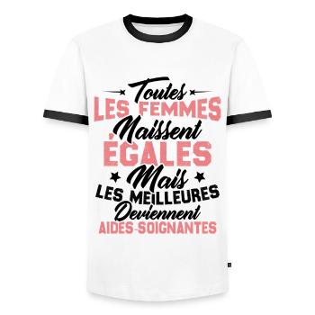 Les meilleures femmes deviennent aides-soignantes - T-shirt contrasté Homme - blanc/noir - Devant - AI Model Female 172 light (172cm) & AI Model Male 178 dark (178cm)