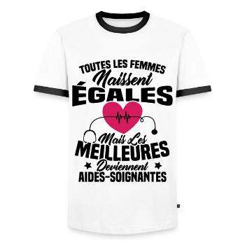 Les meilleures femmes deviennent aides-soignantes - T-shirt contrasté Homme - blanc/noir - Devant - AI Model Female 172 light (172cm) & AI Model Male 178 dark (178cm)