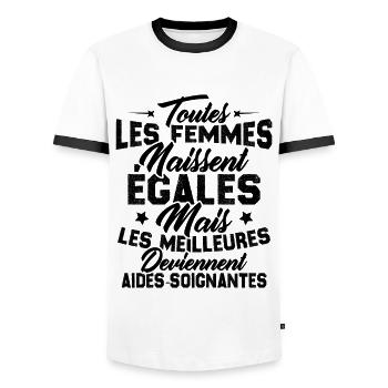 Les meilleures femmes deviennent aides-soignantes - T-shirt contrasté Homme - blanc/noir - Devant - AI Model Female 172 light (172cm) & AI Model Male 178 dark (178cm)