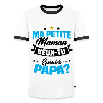 Ma Petite Maman Veux Tu Épouser Papa ? - T-shirt contrasté Homme - blanc/noir - Devant - AI Model Female 172 light (172cm) & AI Model Male 178 dark (178cm)