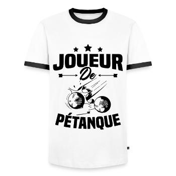 Joueur De Pétanque, Humour Cadeau Pétanque - T-shirt contrasté Homme - blanc/noir - Devant - AI Model Female 172 light (172cm) & AI Model Male 178 dark (178cm)
