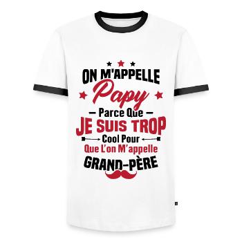 Papy car je suis trop cool / Cadeau grand-père - T-shirt contrasté Homme - blanc/noir - Devant - AI Model Female 172 light (172cm) & AI Model Male 178 dark (178cm)