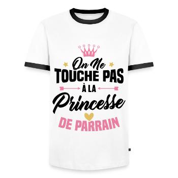 On ne touche pas à la princesse de parrain - T-shirt contrasté Homme - blanc/noir - Devant - AI Model Female 172 light (172cm) & AI Model Male 178 dark (178cm)