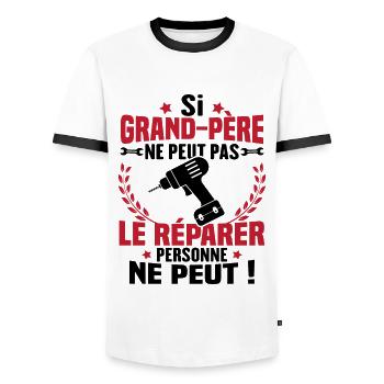 Si Grand Père Pas Le Réparer Personne Ne Peut - T-shirt contrasté Homme - blanc/noir - Devant - AI Model Female 172 light (172cm) & AI Model Male 178 dark (178cm)
