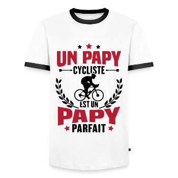 Un papy cycliste est un papy parfait Cadeau - T-shirt contrasté Homme - blanc/noir - Devant - AI Model Female 172 light (172cm) & AI Model Male 178 dark (178cm)