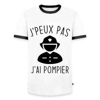 Je peux Pas J'ai Pompier - T-shirt contrasté Homme - blanc/noir - Devant - AI Model Female 172 light (172cm) & AI Model Male 178 dark (178cm)