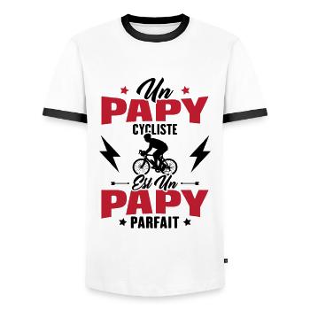 Un papy cycliste est un papy parfait Cadeau - T-shirt contrasté Homme - blanc/noir - Devant - AI Model Female 172 light (172cm) & AI Model Male 178 dark (178cm)