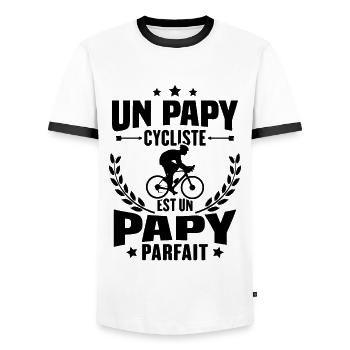 Un papy cycliste est un papy parfait Cadeau - T-shirt contrasté Homme - blanc/noir - Devant - AI Model Female 172 light (172cm) & AI Model Male 178 dark (178cm)