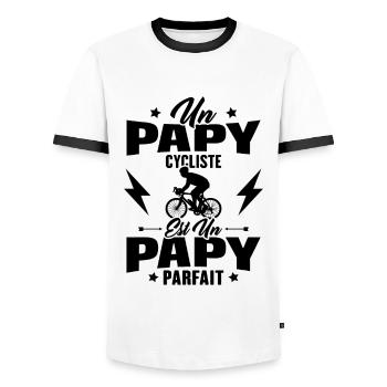 Un papy cycliste est un papy parfait Cadeau - T-shirt contrasté Homme - blanc/noir - Devant - AI Model Female 172 light (172cm) & AI Model Male 178 dark (178cm)