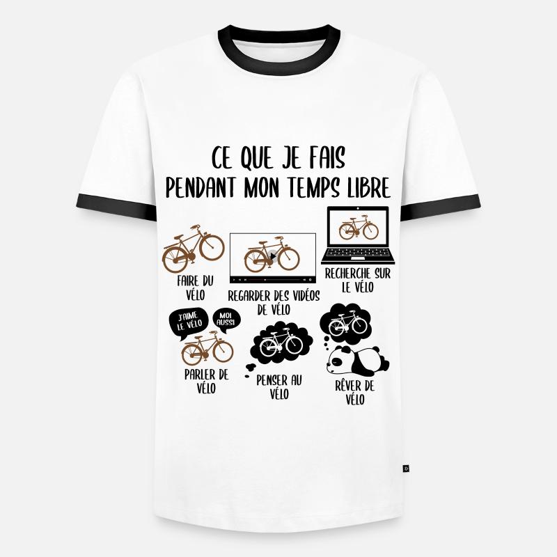 Mon temps de mon temps libre Vélo - T-shirt contrasté Homme - blanc/noir