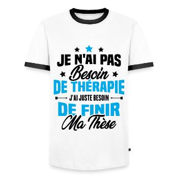 J'ai juste besoin de finir ma thèse - T-shirt contrasté Homme - blanc/noir - Devant - AI Model Female 172 light (172cm) & AI Model Male 178 dark (178cm)