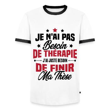 J'ai juste besoin de finir ma thèse - T-shirt contrasté Homme - blanc/noir - Devant - AI Model Female 172 light (172cm) & AI Model Male 178 dark (178cm)