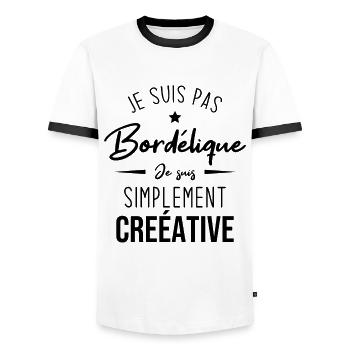 Je suis pas bordélique je suis simplement créative - T-shirt contrasté Homme - blanc/noir - Devant - AI Model Female 172 light (172cm) & AI Model Male 178 dark (178cm)