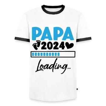 Papa 2024 Loading Annonce Grossesse Futur Papa - T-shirt contrasté Homme - blanc/noir - Devant - AI Model Female 172 light (172cm) & AI Model Male 178 dark (178cm)