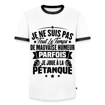 Parfois je joue à la pétanque / Humour pétanque - T-shirt contrasté Homme - blanc/noir - Devant - AI Model Female 172 light (172cm) & AI Model Male 178 dark (178cm)