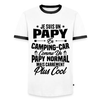 Je suis papy en camping-car comme un papy normal - T-shirt contrasté Homme - blanc/noir - Devant - AI Model Female 172 light (172cm) & AI Model Male 178 dark (178cm)