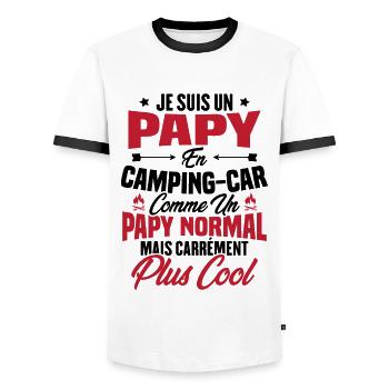 Je suis papy en camping-car comme un papy normal - T-shirt contrasté Homme - blanc/noir - Devant - AI Model Female 172 light (172cm) & AI Model Male 178 dark (178cm)