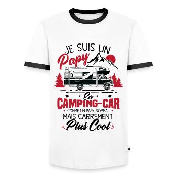 Je suis papy en camping-car comme un papy normal - T-shirt contrasté Homme - blanc/noir - Devant - AI Model Female 172 light (172cm) & AI Model Male 178 dark (178cm)