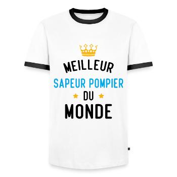 Cadeau Meilleur sapeur pompier du monde - T-shirt contrasté Homme - blanc/noir - Devant - AI Model Female 172 light (172cm) & AI Model Male 178 dark (178cm)