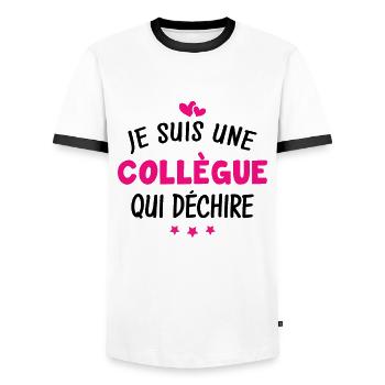 Je suis une collègue qui déchire - T-shirt contrasté Homme - blanc/noir - Devant - AI Model Female 172 light (172cm) & AI Model Male 178 dark (178cm)