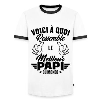 Voici à quoi ressemble le meilleur papi du monde - T-shirt contrasté Homme - blanc/noir - Devant - AI Model Female 172 light (172cm) & AI Model Male 178 dark (178cm)
