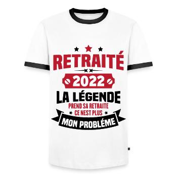 Cadeau retraité 2022, La légende prend sa retraite - T-shirt contrasté Homme - blanc/noir - Devant - AI Model Female 172 light (172cm) & AI Model Male 178 dark (178cm)