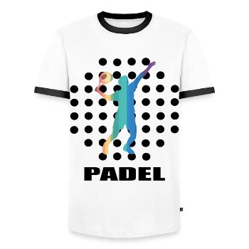 Padel - T-shirt contrasté Homme - blanc/noir - Devant - AI Model Female 172 light (172cm) & AI Model Male 178 dark (178cm)