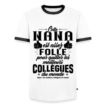 Collègue Nana, Cadeau meilleurs collègues du monde - T-shirt contrasté Homme - blanc/noir - Devant - AI Model Female 172 light (172cm) & AI Model Male 178 dark (178cm)