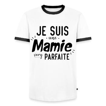 Je suis une mamie very parfaite - T-shirt contrasté Homme - blanc/noir - Devant - AI Model Female 172 light (172cm) & AI Model Male 178 dark (178cm)