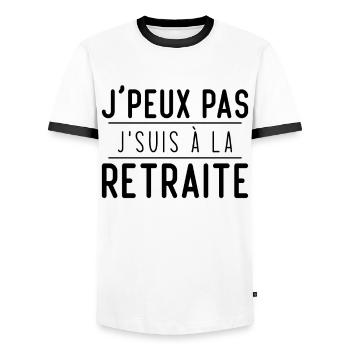 Je peux pas je suis à la retraite - T-shirt contrasté Homme - blanc/noir - Devant - AI Model Female 172 light (172cm) & AI Model Male 178 dark (178cm)