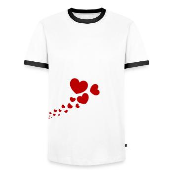 Drone with hearts - Men's Ringer Shirt - white/black - Front - AI Model Female 172 light (172cm) & AI Model Male 178 dark (178cm)