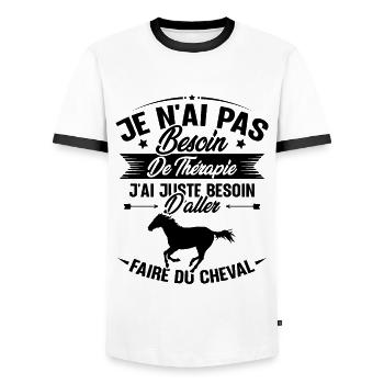 Cadeau cheval - Besoin d'aller faire du cheval - T-shirt contrasté Homme - blanc/noir - Devant - AI Model Female 172 light (172cm) & AI Model Male 178 dark (178cm)