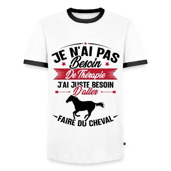 Cadeau cheval - Besoin d'aller faire du cheval - T-shirt contrasté Homme - blanc/noir - Devant - AI Model Female 172 light (172cm) & AI Model Male 178 dark (178cm)