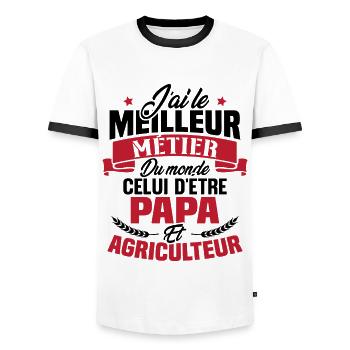 Papa et Agriculteur - Cadeau papa agriculteur - T-shirt contrasté Homme - blanc/noir - Devant - AI Model Female 172 light (172cm) & AI Model Male 178 dark (178cm)