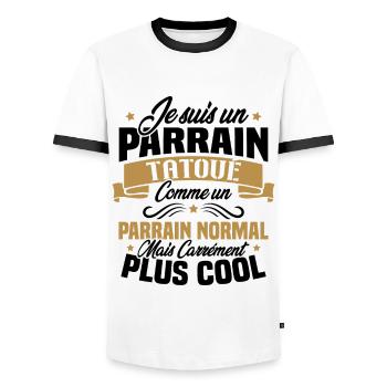 J'ai un parrain tatoué comme un parrain normal - T-shirt contrasté Homme - blanc/noir - Devant - AI Model Female 172 light (172cm) & AI Model Male 178 dark (178cm)